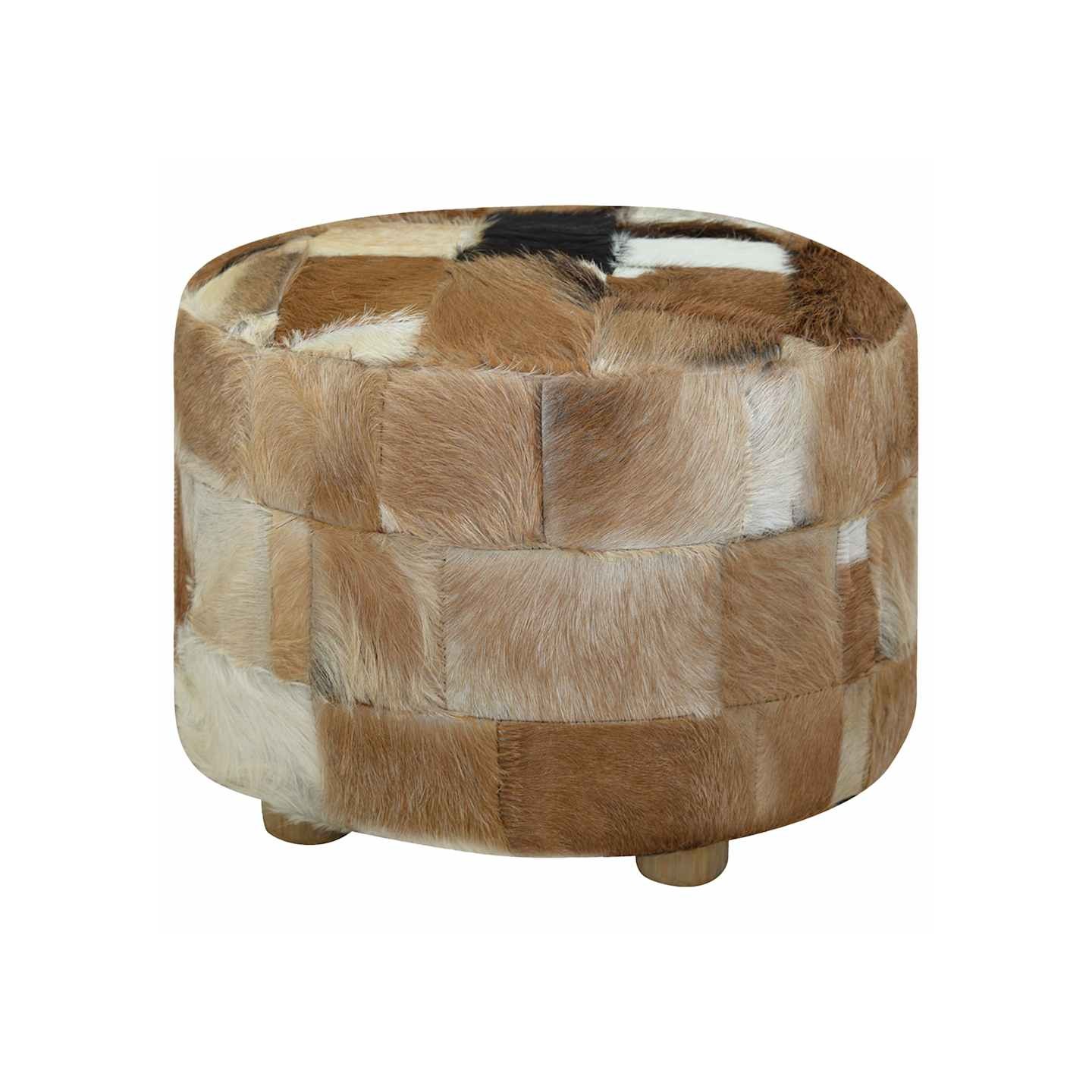 Pouf cuir de chèvre Rond 50 x 50 x 45 cm