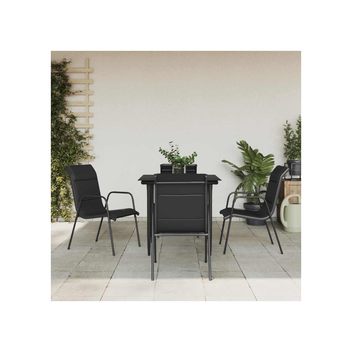 Ensemble à manger de jardin 5 pcs noir textilène et acier