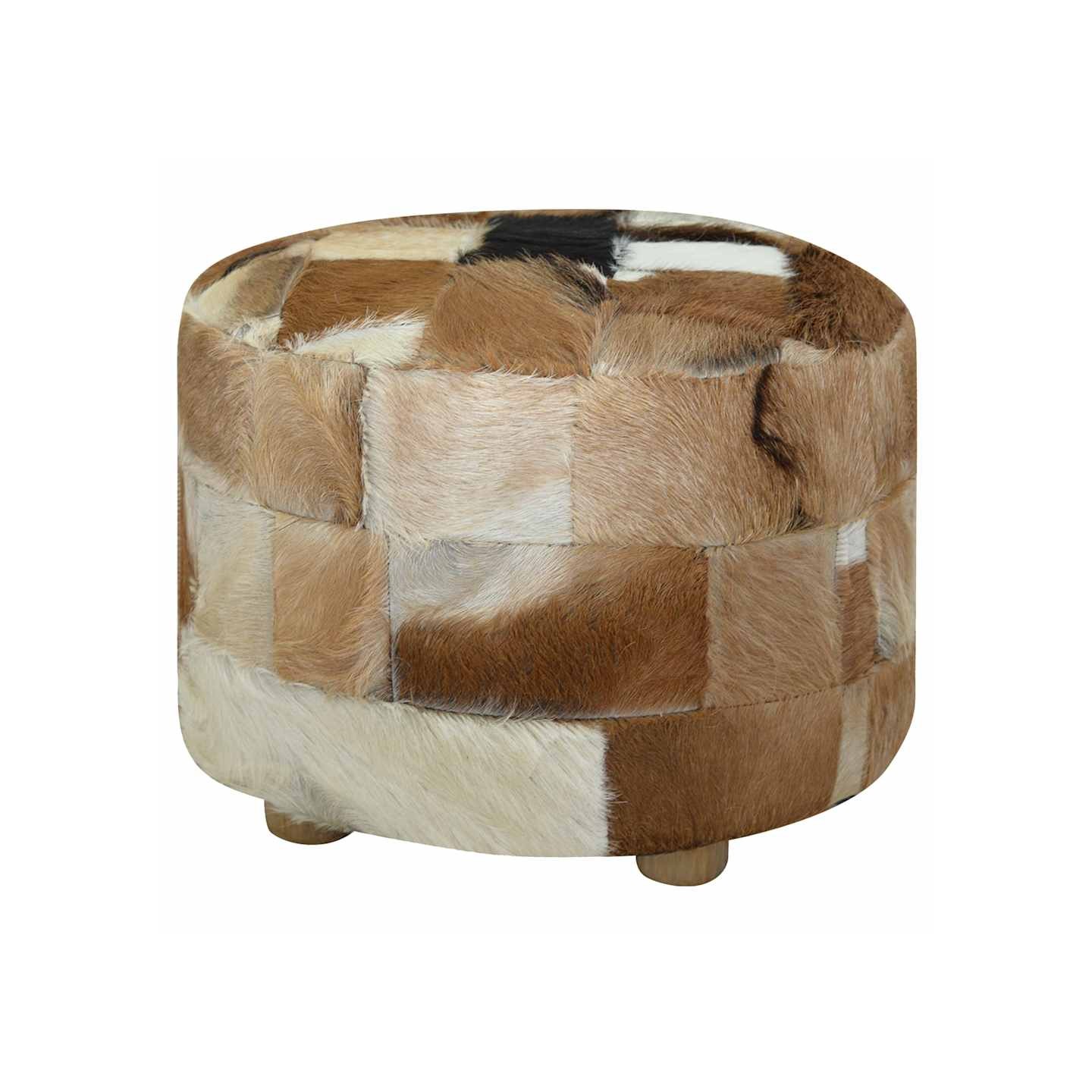 Pouf cuir de chèvre Rond 50 x 50 x 45 cm