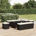 Poufs avec coussins lot de 2 noir 40x30x40 cm résine tressée