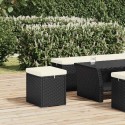 Poufs avec coussins lot de 2 noir 40x30x40 cm résine tressée
