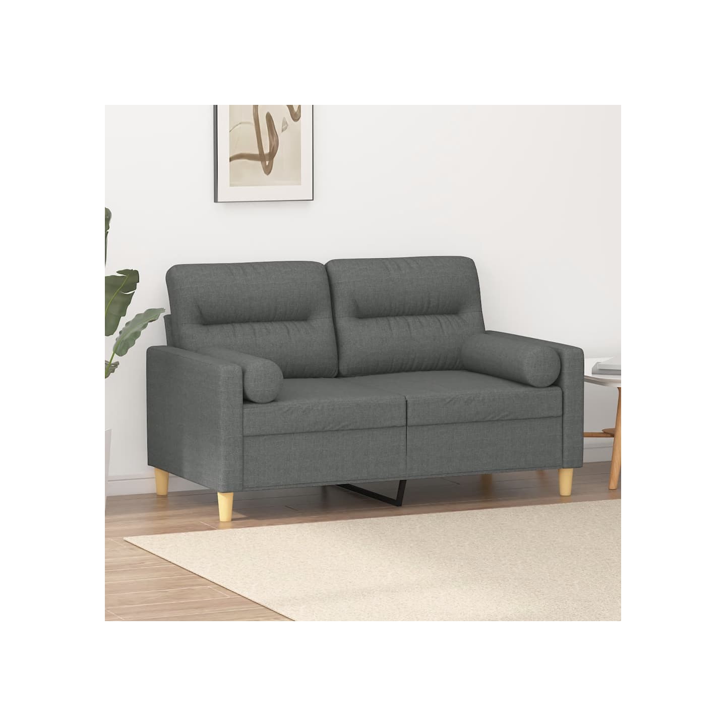 Canapé 2 places avec oreillers gris foncé 120 cm tissu