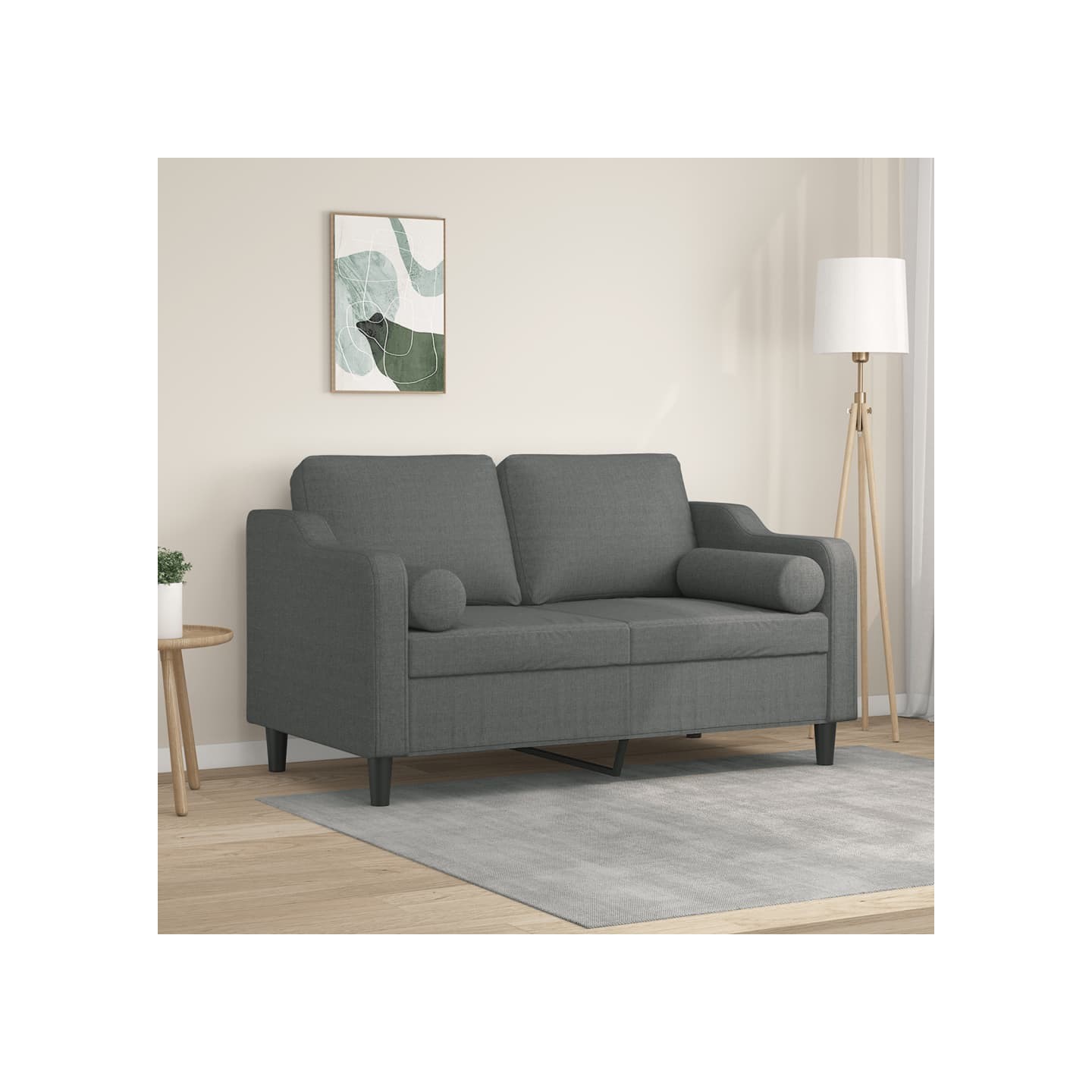 Canapé 2 places avec oreillers gris foncé 120 cm tissu