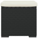 Poufs avec coussins lot de 2 noir 40x30x40 cm résine tressée