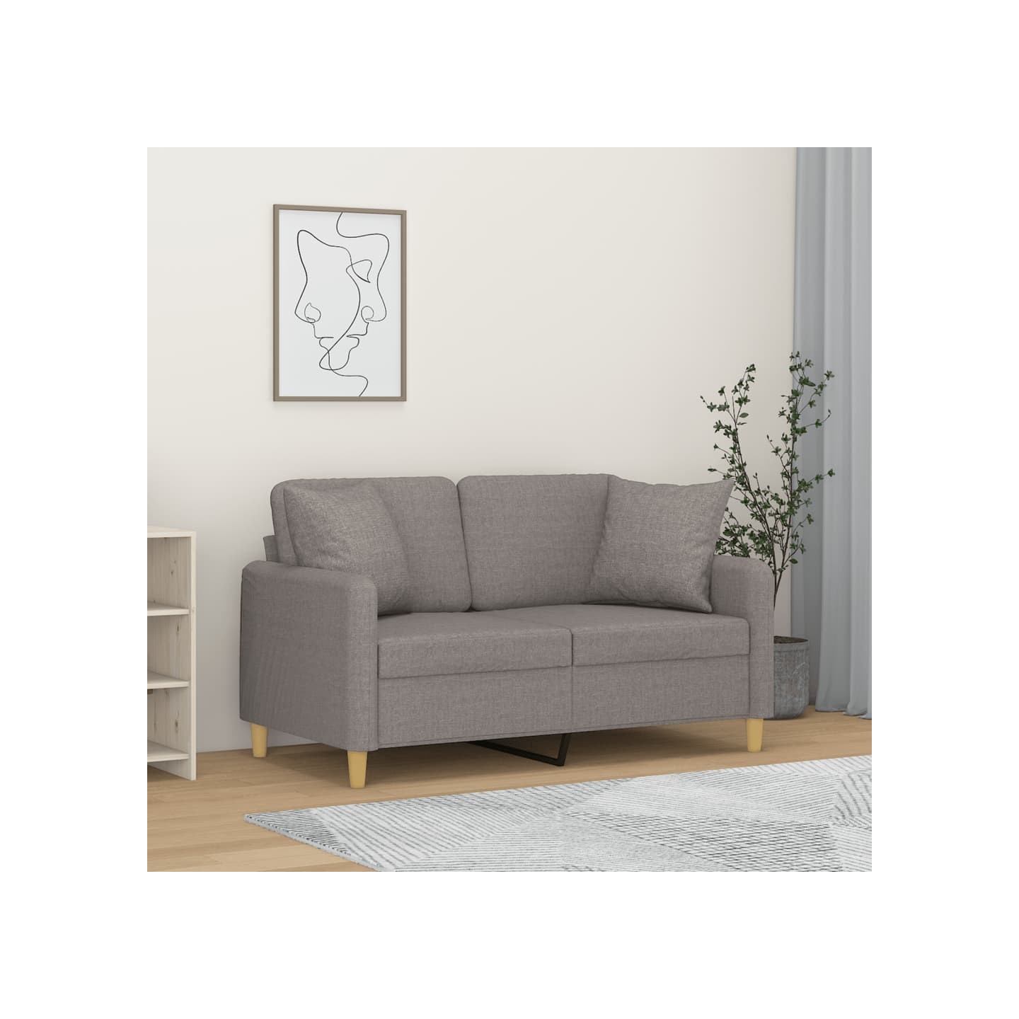 Canapé 2 places avec oreillers gris clair 120 cm tissu