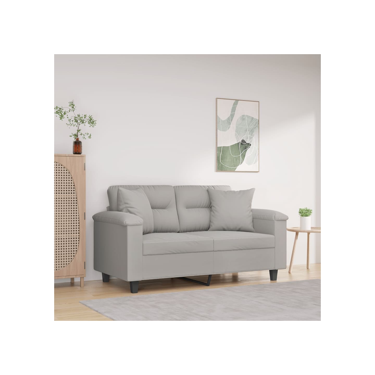 Canapé 2 places avec oreillers gris clair 120 cm