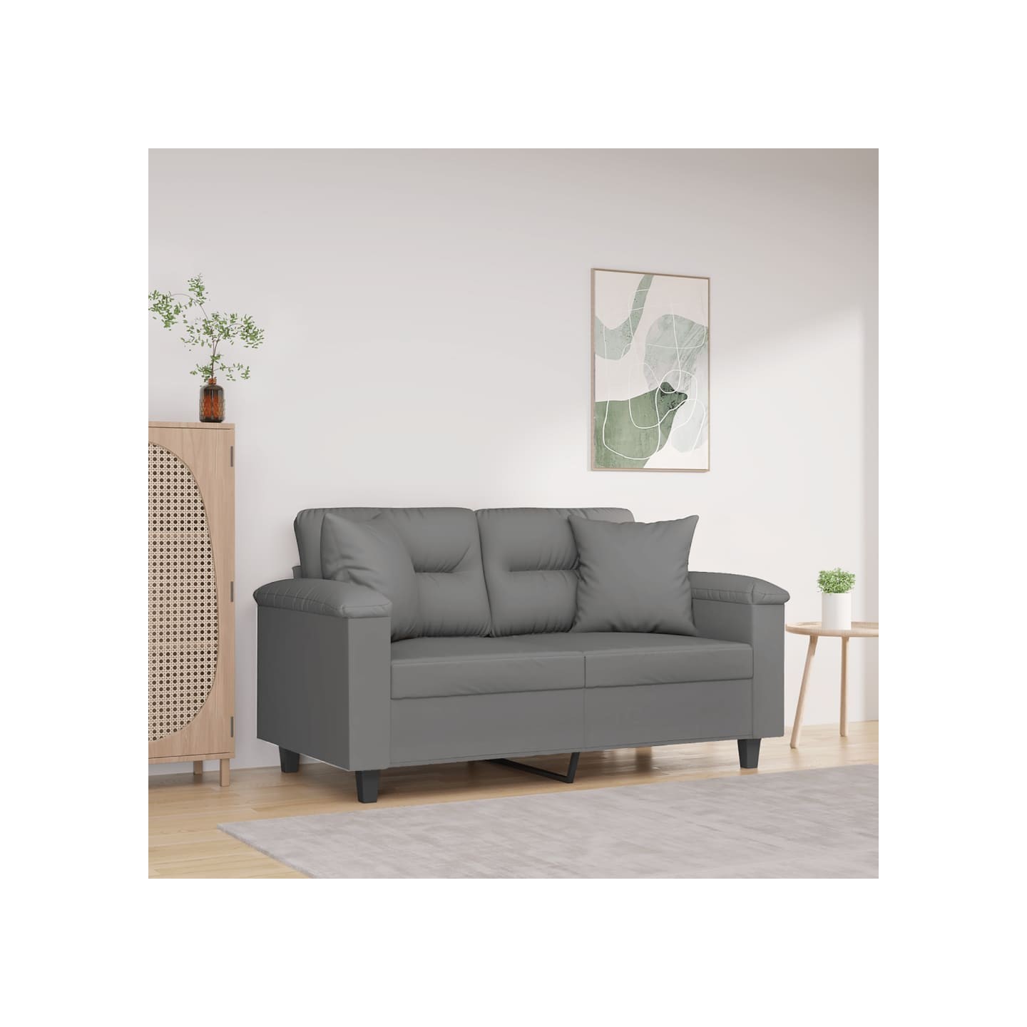 Canapé 2 places avec oreillers gris foncé 120 cm