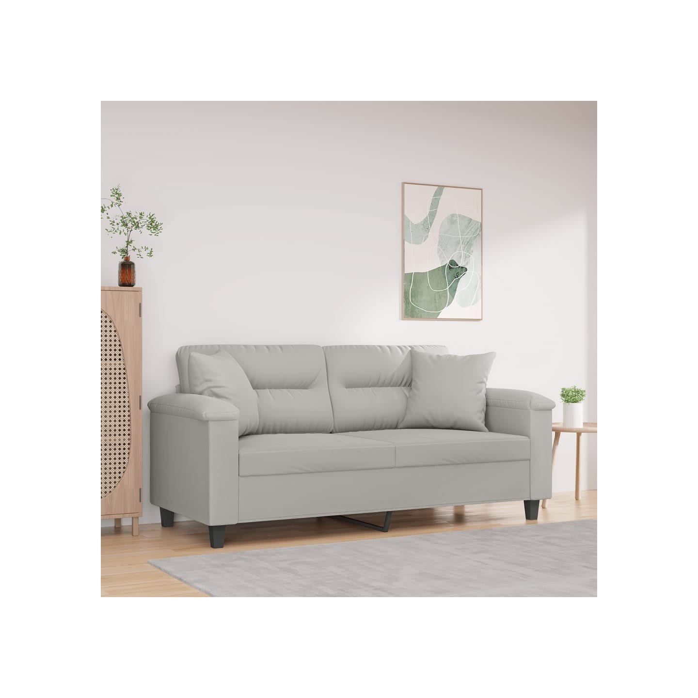 Canapé 2 places avec oreillers gris clair 140 cm