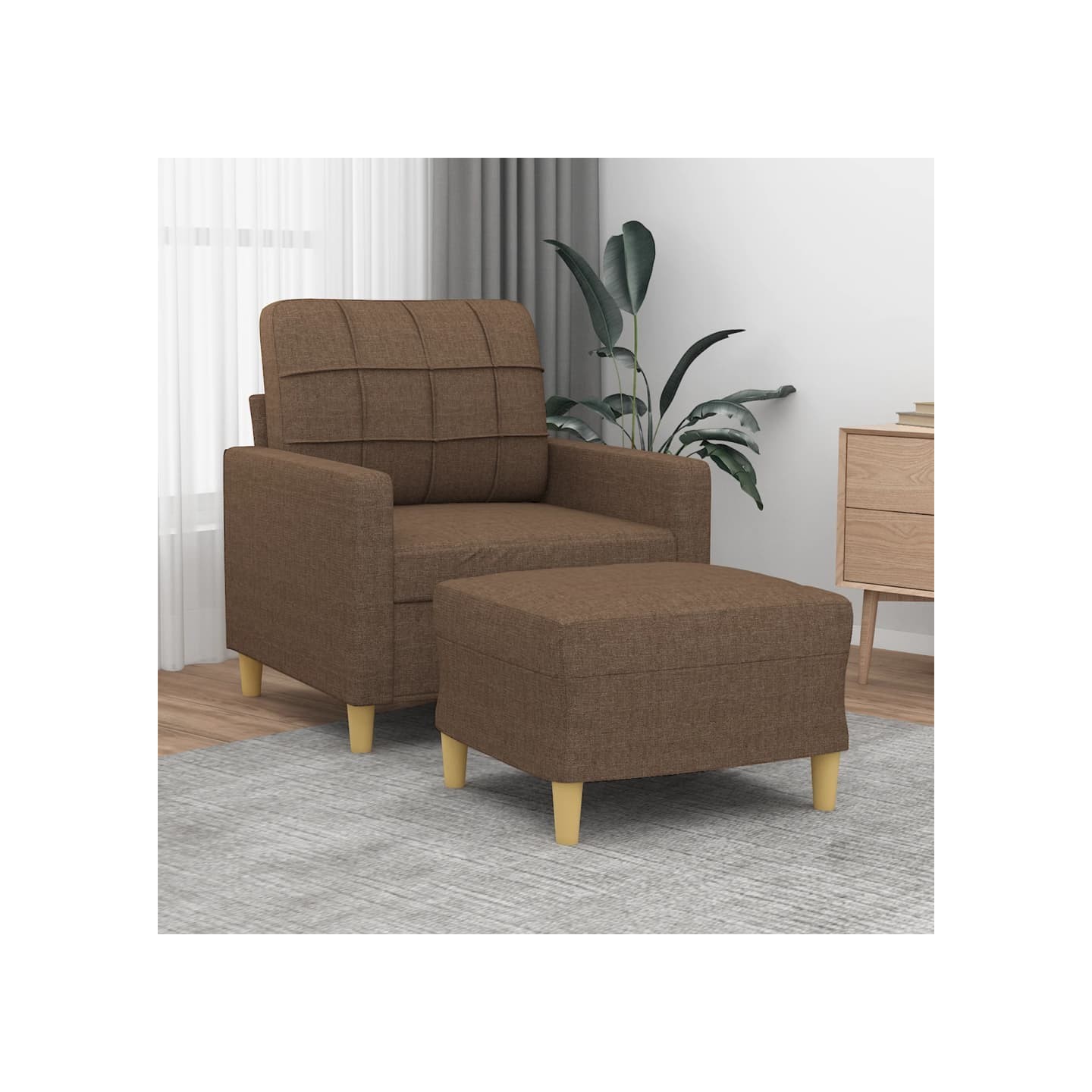 Fauteuil avec repose-pied Marron 60 cm Tissu