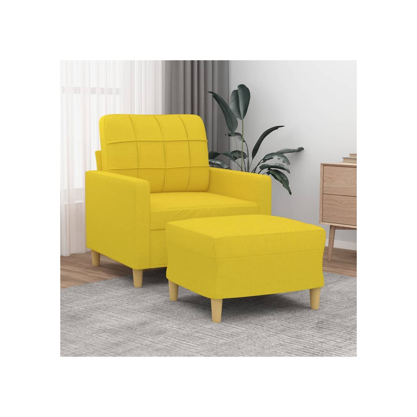 Fauteuil avec repose-pied Jaune clair 60 cm Tissu