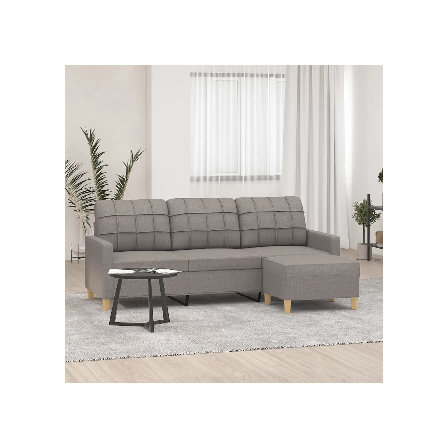Canapé à 3 places avec repose-pieds Taupe 180 cm Tissu