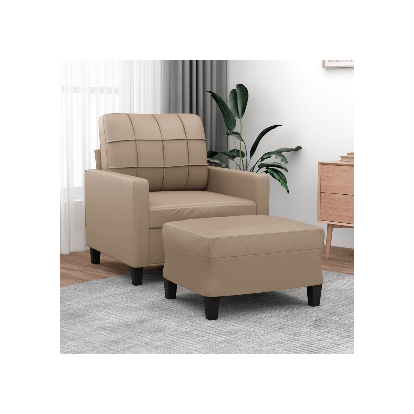 Fauteuil avec repose-pied Cappuccino 60 cm Similicuir