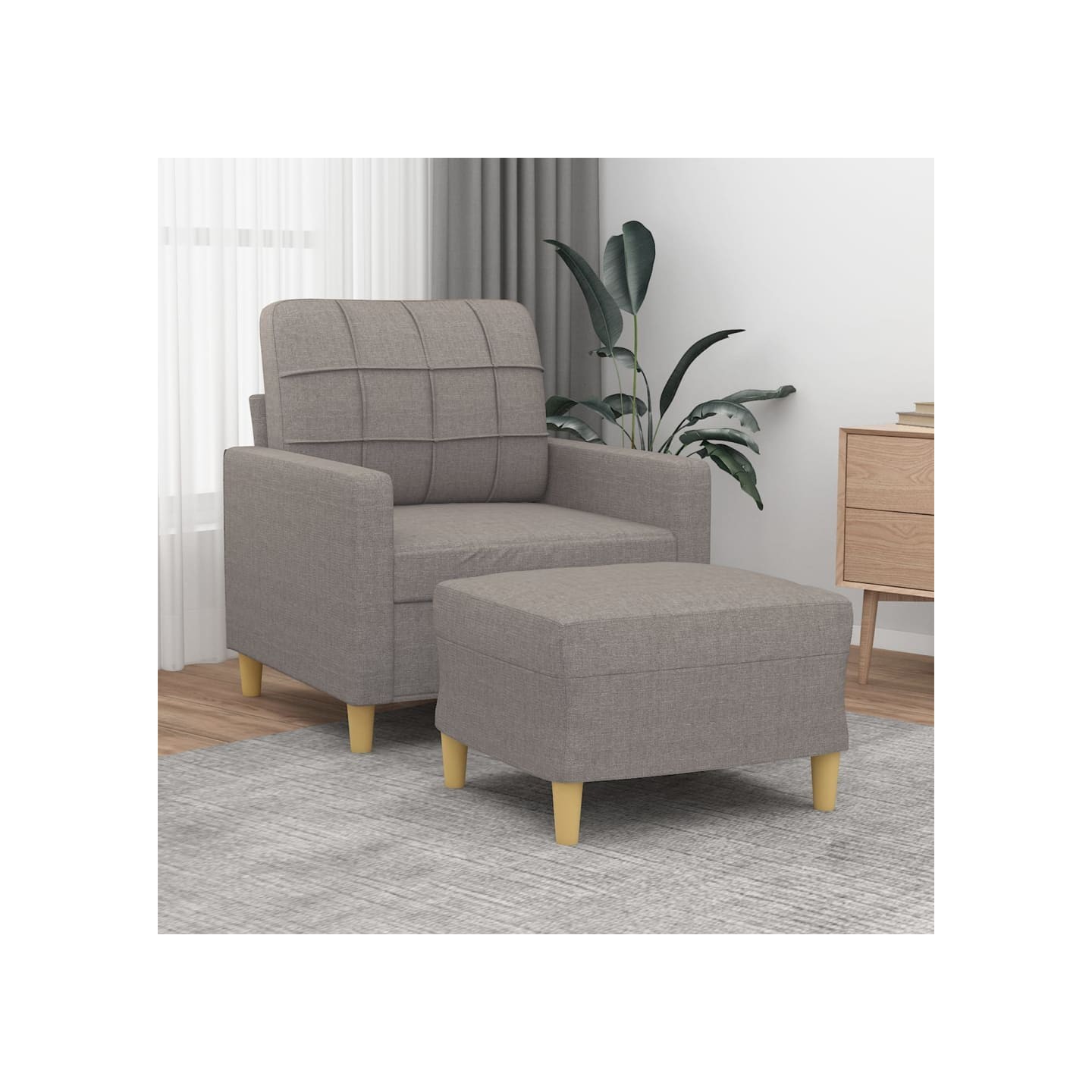 Fauteuil avec repose-pied Taupe 60 cm Tissu