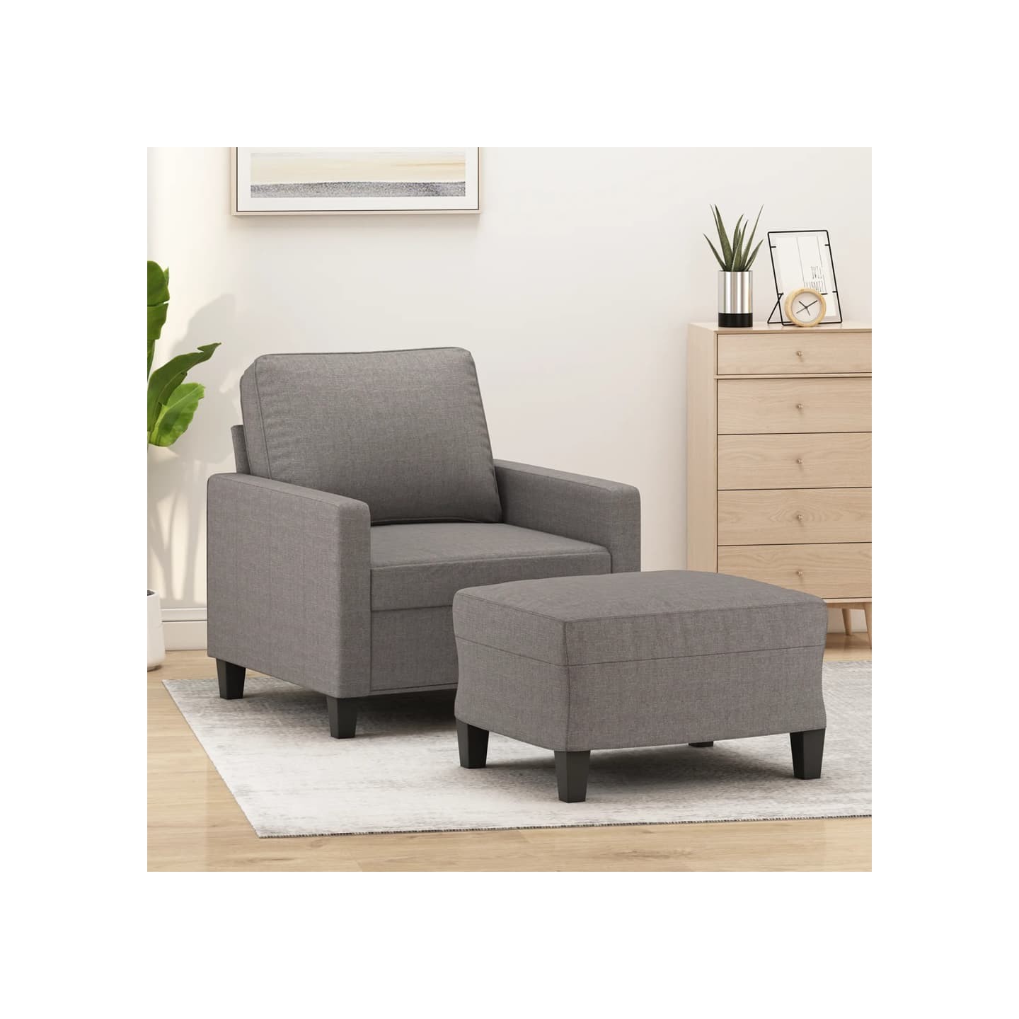 Fauteuil avec repose-pied Taupe 60 cm Tissu