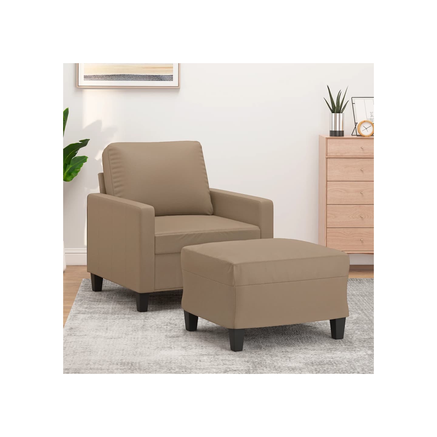 Fauteuil avec repose-pied Cappuccino 60 cm Similicuir