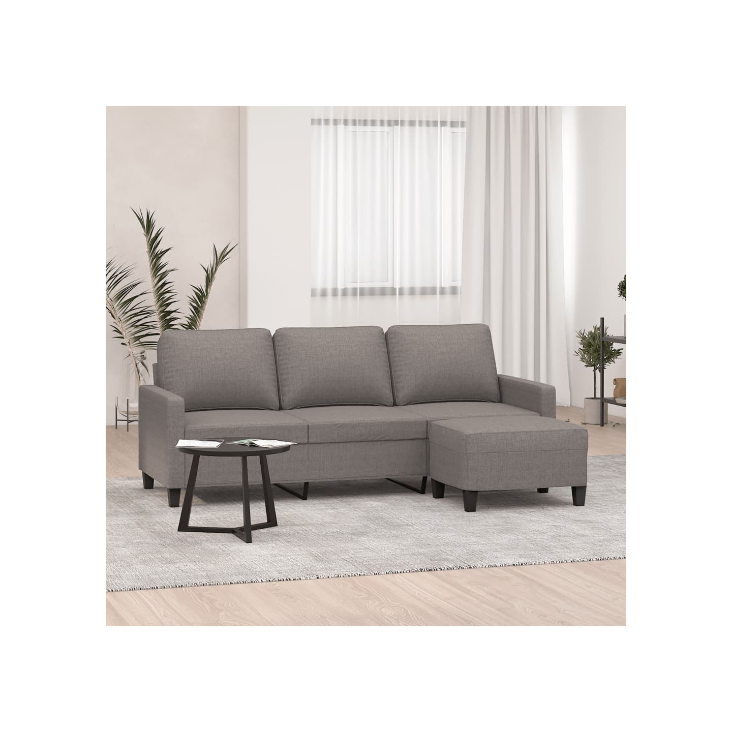 Canapé à 3 places avec repose-pieds Taupe 180 cm Tissu