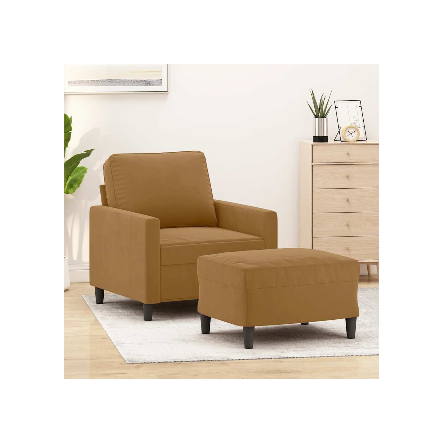 Fauteuil avec repose-pied Marron 60 cm Velours
