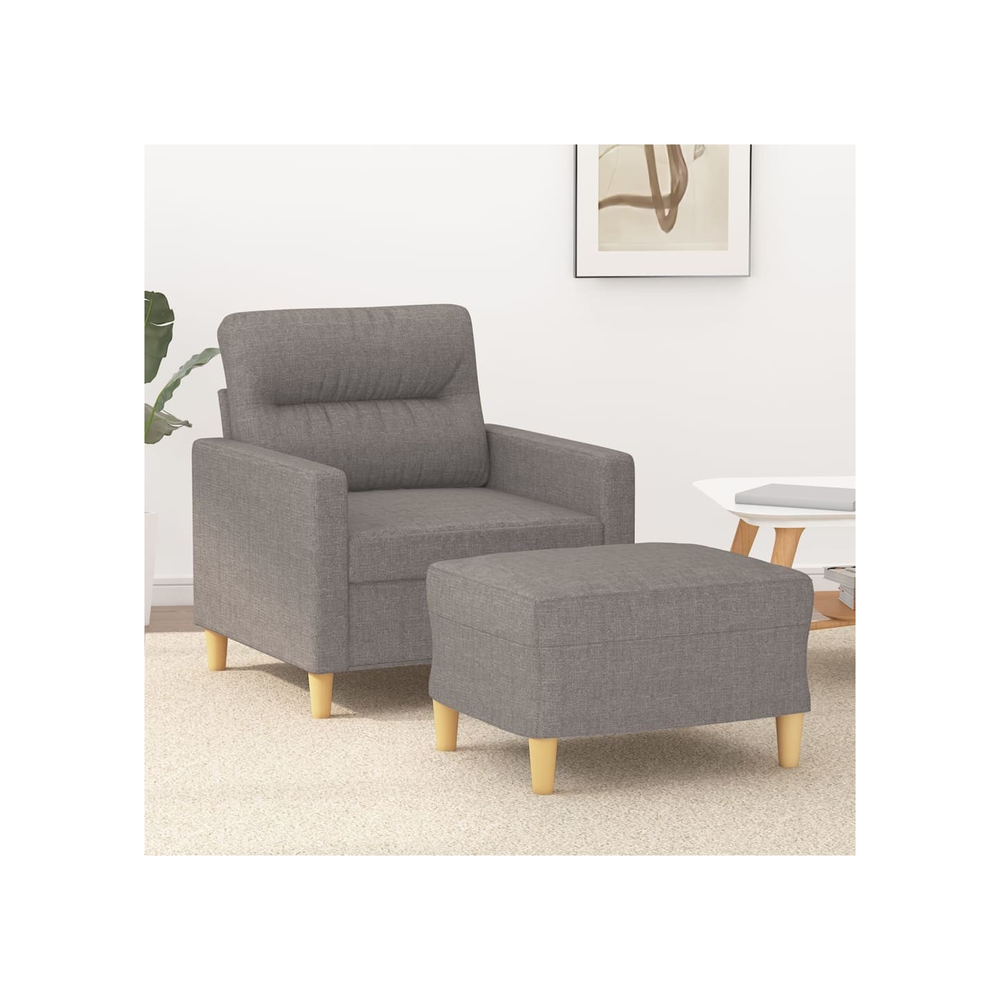 Fauteuil avec repose-pied Taupe 60 cm Tissu