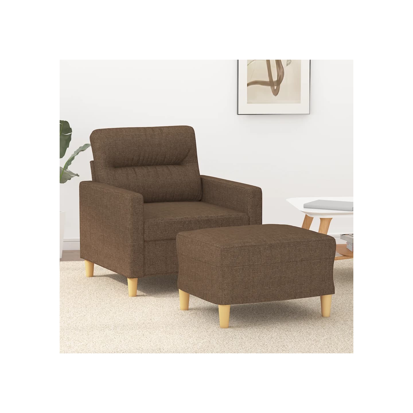 Fauteuil avec repose-pied Marron 60 cm Tissu