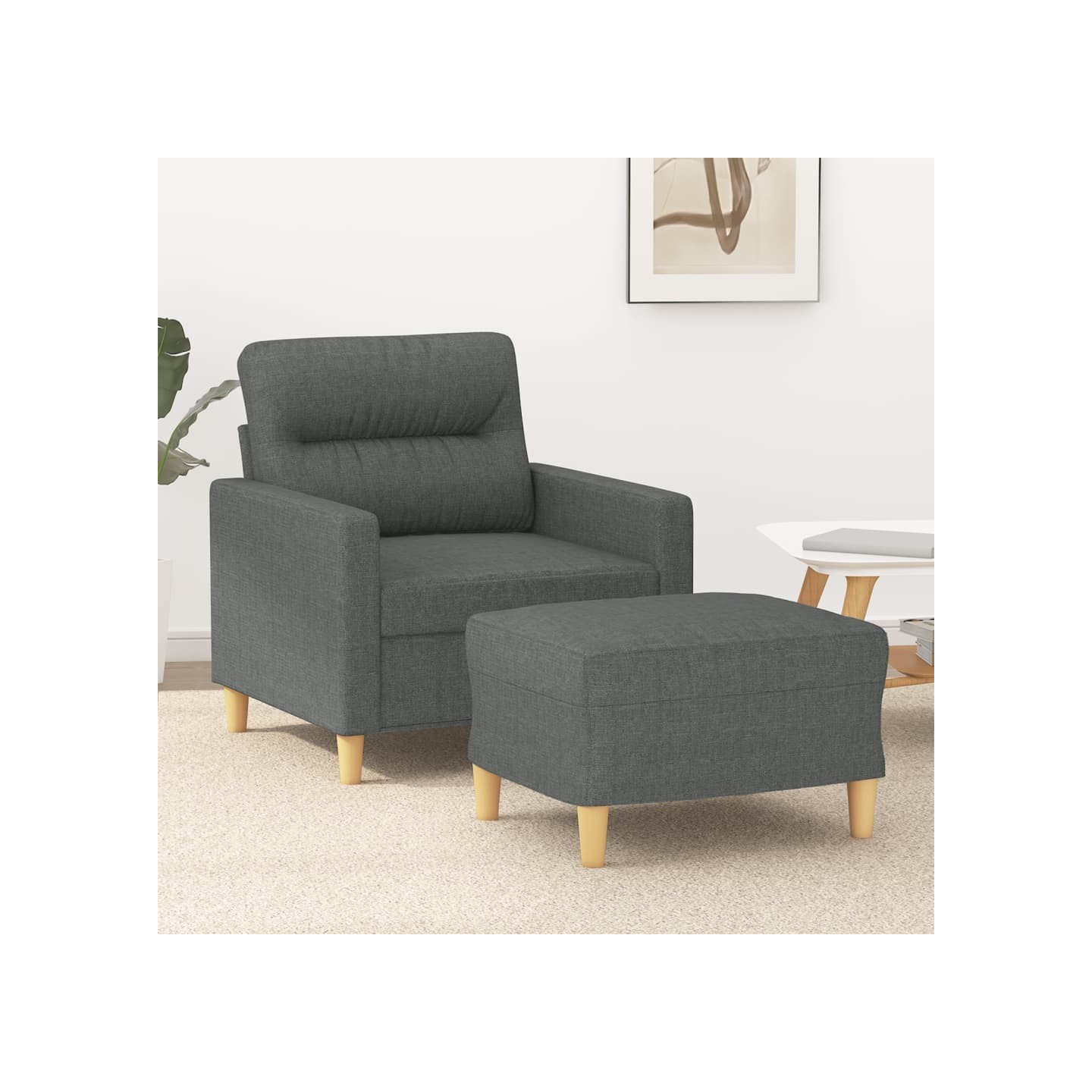 Fauteuil avec repose-pied Gris foncé 60 cm Tissu