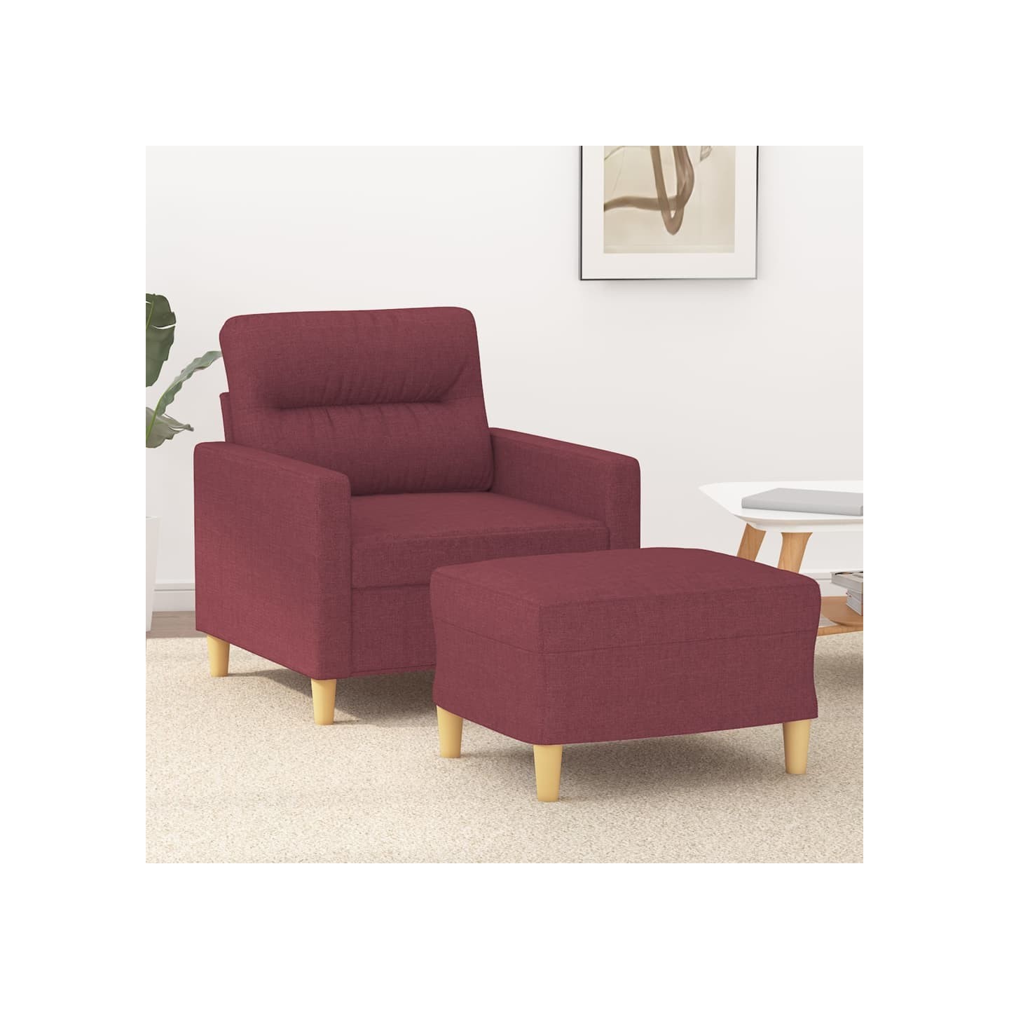 Fauteuil avec repose-pied Rouge bordeaux 60 cm Tissu