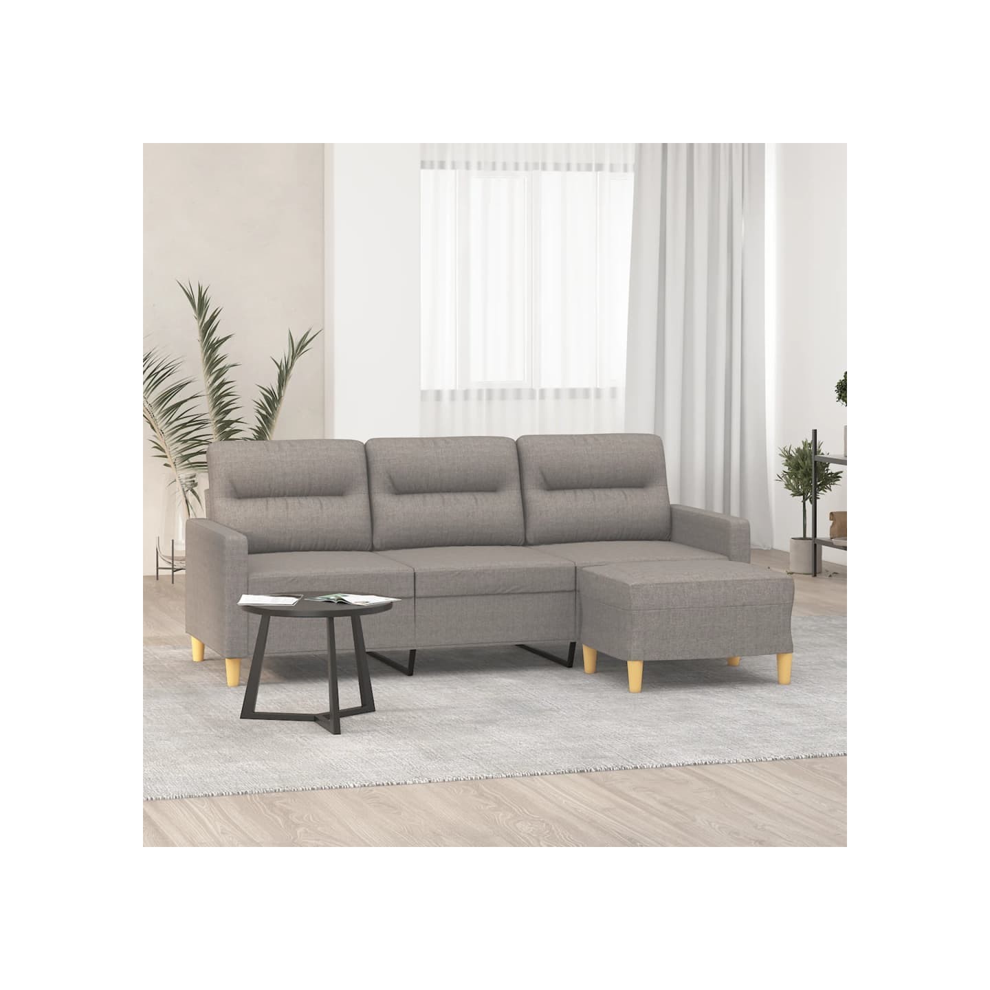 Canapé à 3 places avec repose-pieds Taupe 180 cm Tissu