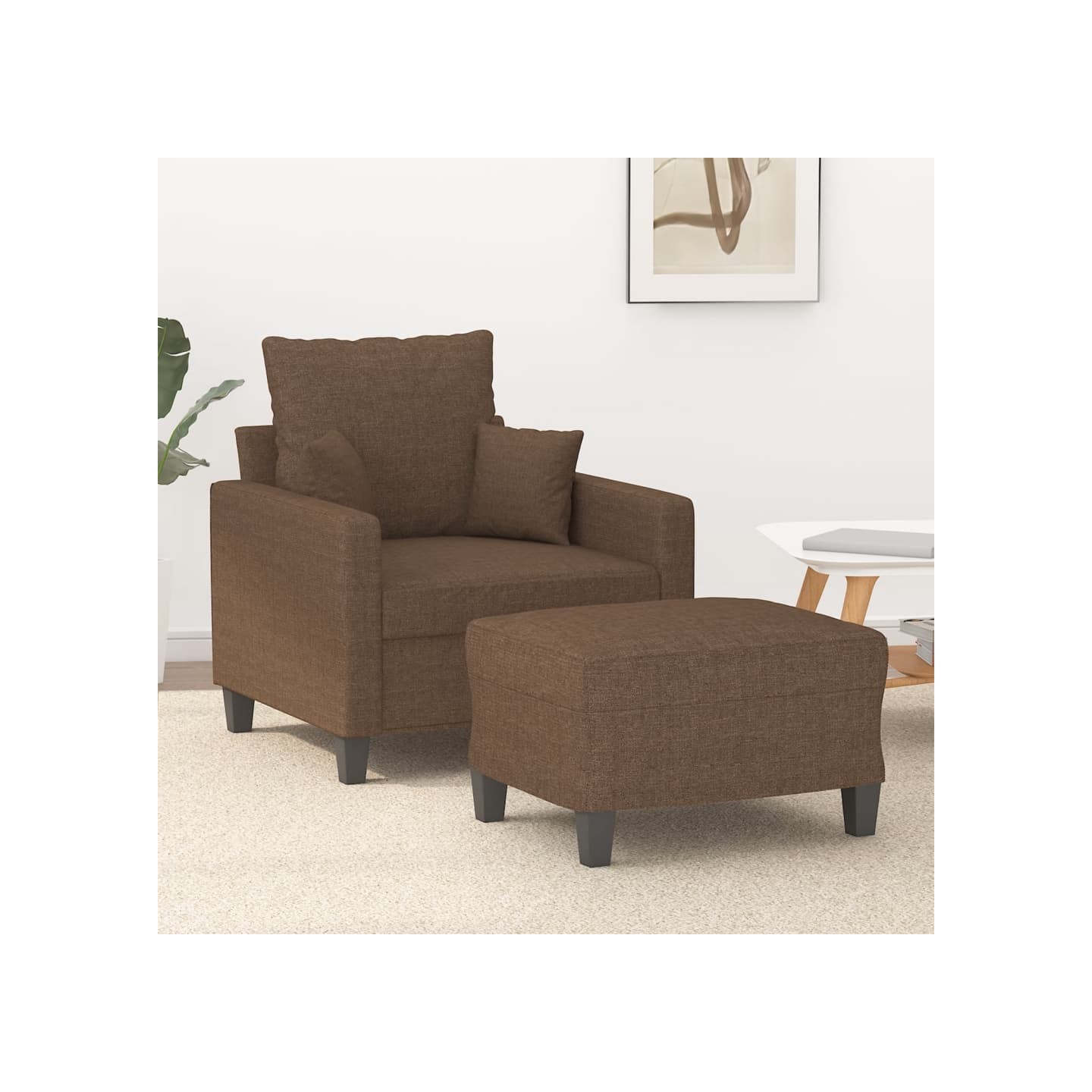 Fauteuil avec repose-pied Marron 60 cm Tissu