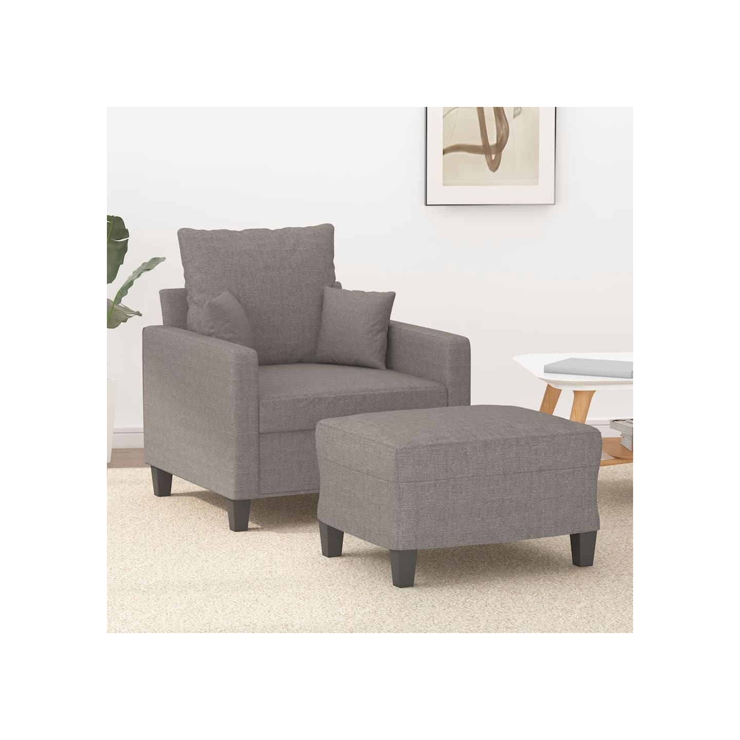 Fauteuil avec repose-pied Taupe 60 cm Tissu