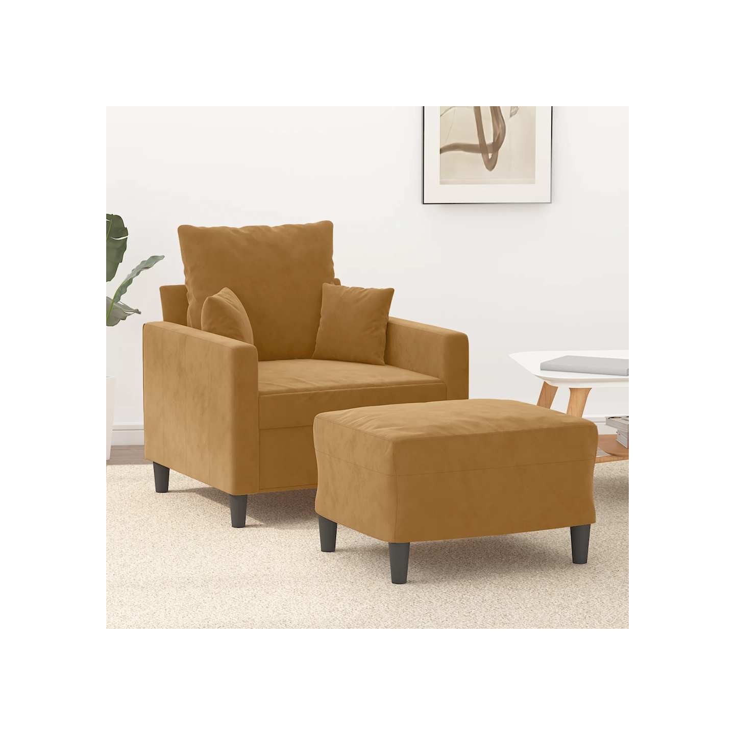 Fauteuil avec repose-pied Marron 60 cm Velours