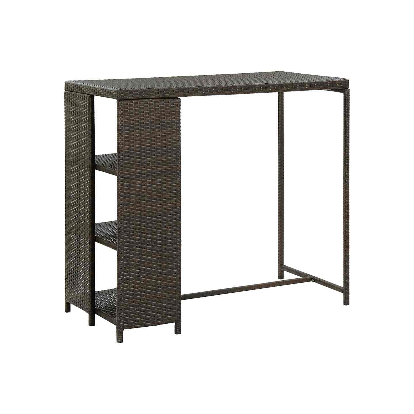 Table de bar avec rangement Marron 120x60x110 cm Résine tressée