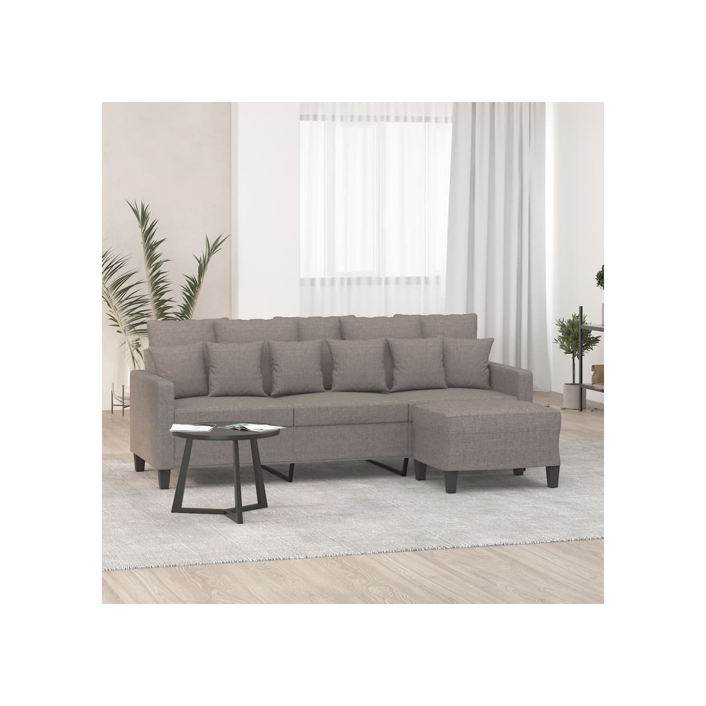 Canapé à 3 places avec repose-pieds Taupe 180 cm Tissu