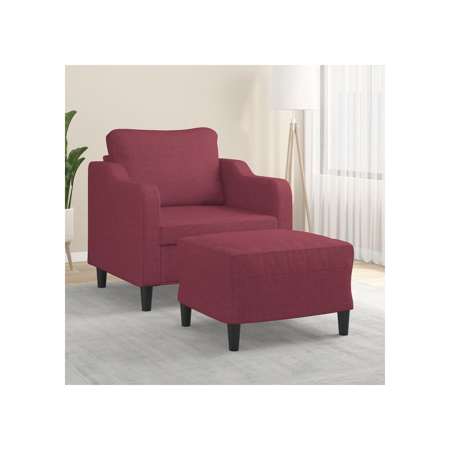 Fauteuil avec repose-pied Rouge bordeaux 60 cm Tissu