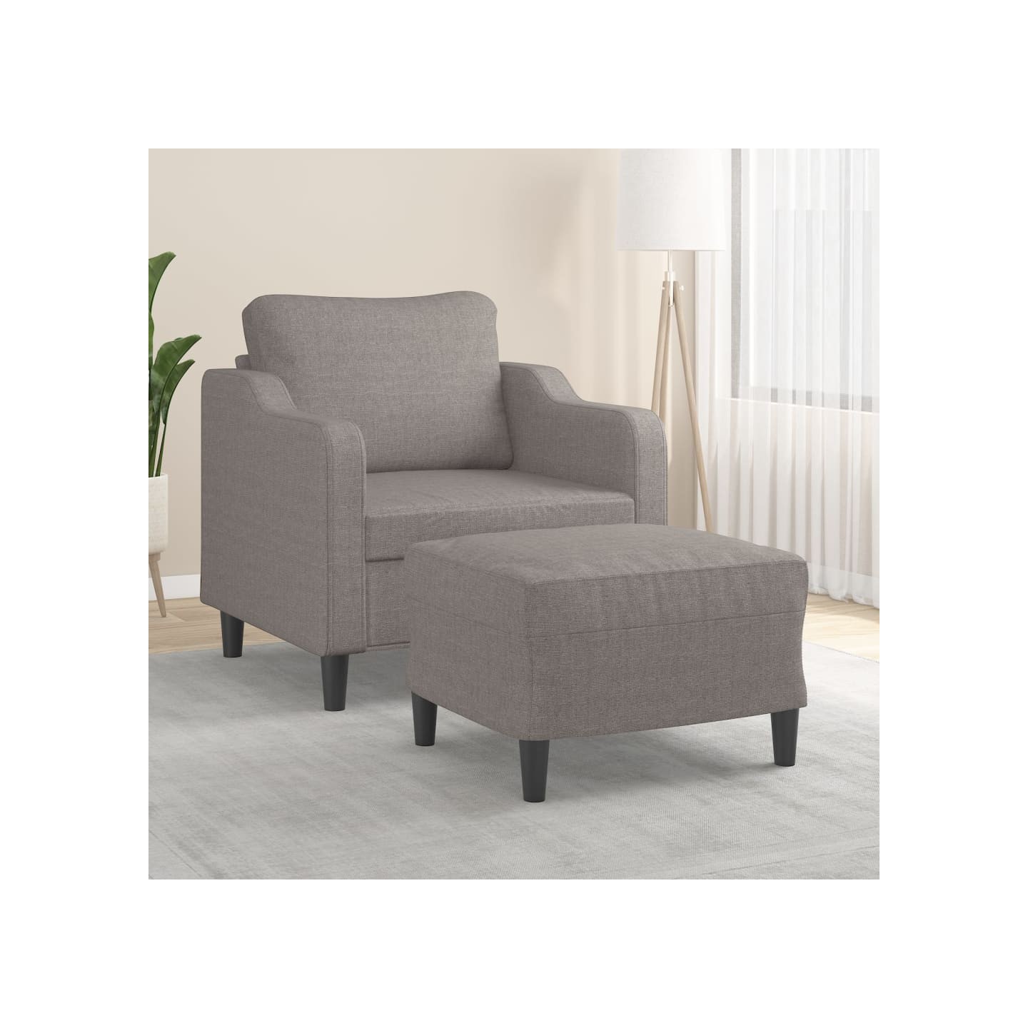 Fauteuil avec repose-pied Taupe 60 cm Tissu