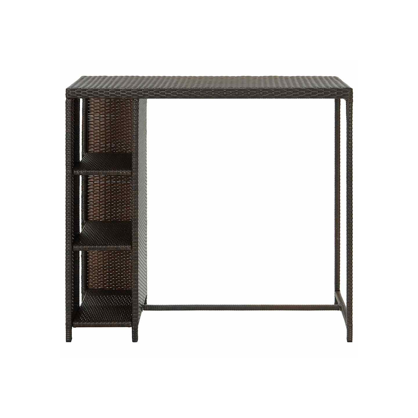 Table de bar avec rangement Marron 120x60x110 cm Résine tressée