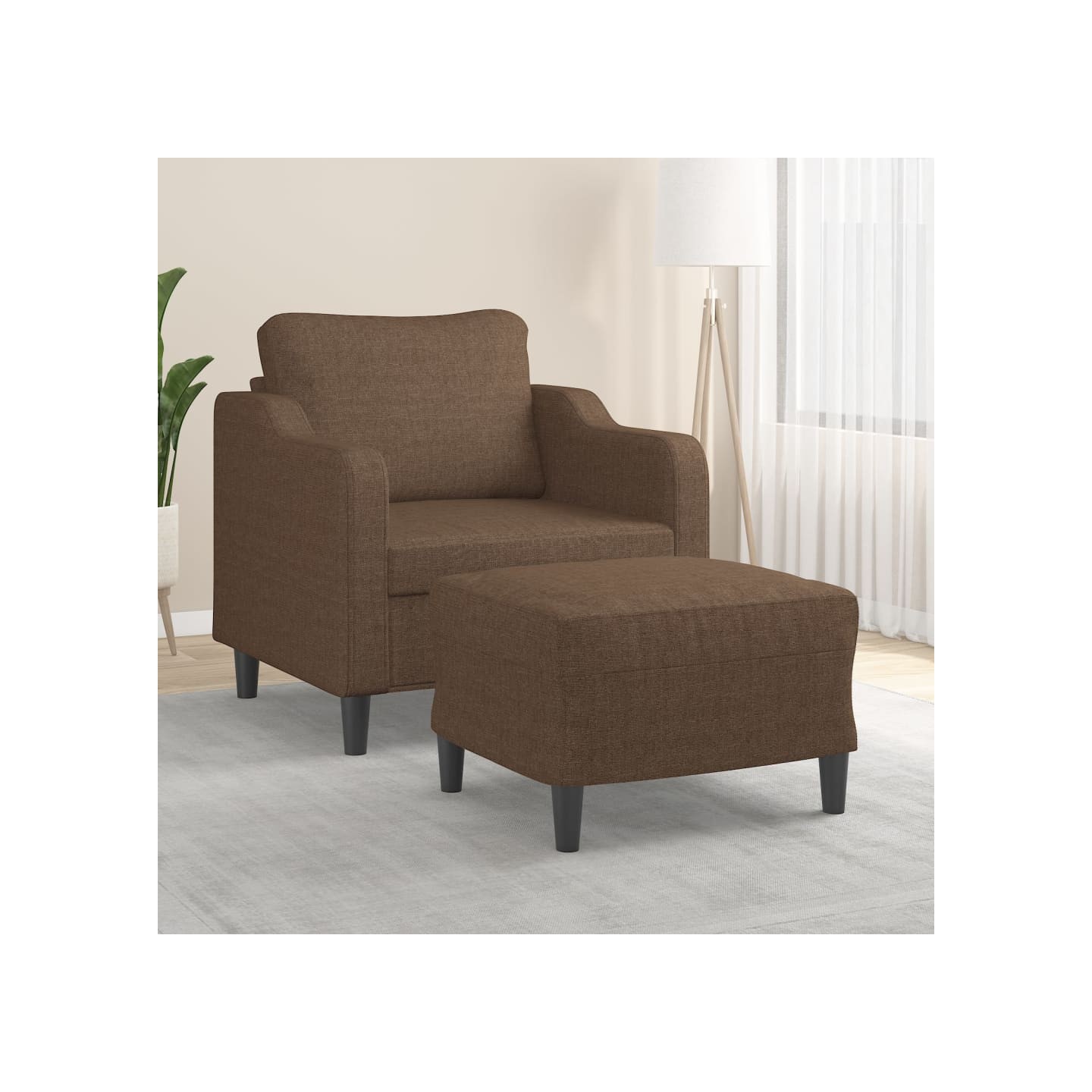 Fauteuil avec repose-pied Marron 60 cm Tissu