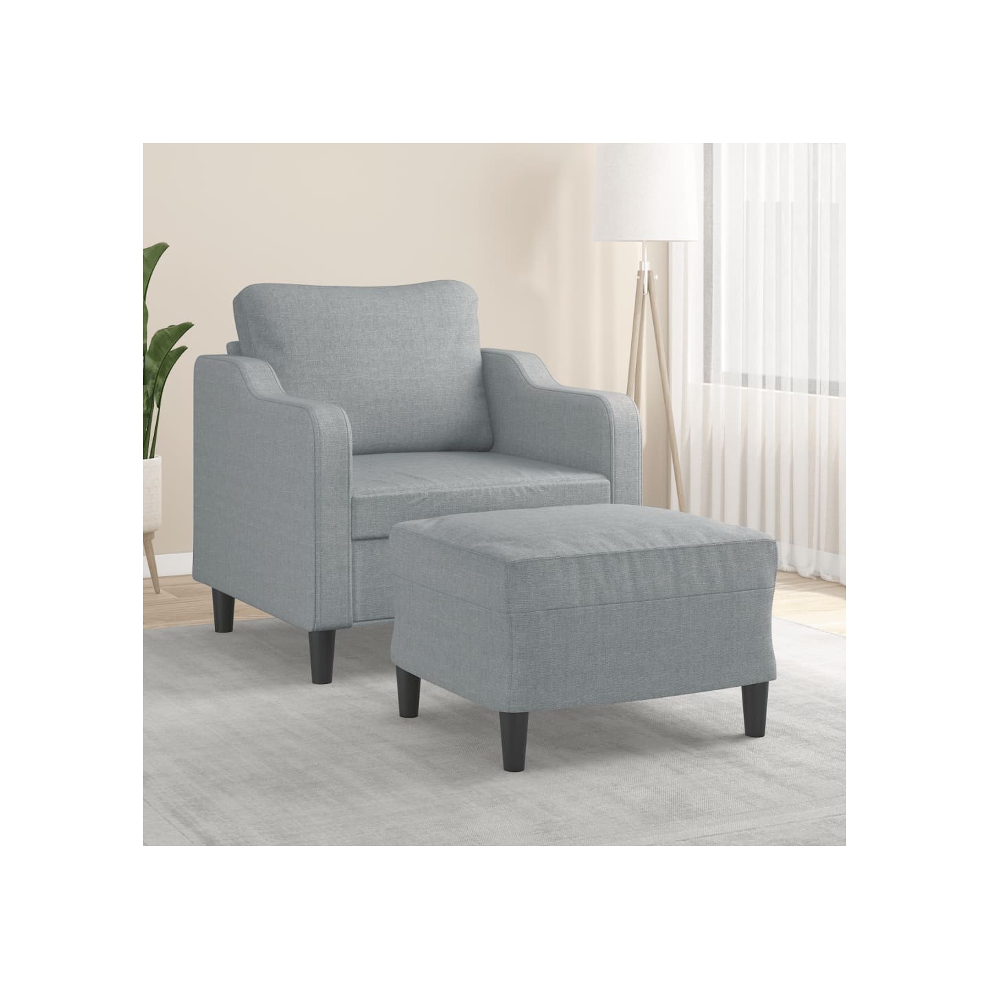Fauteuil avec repose-pied Gris clair 60 cm Tissu