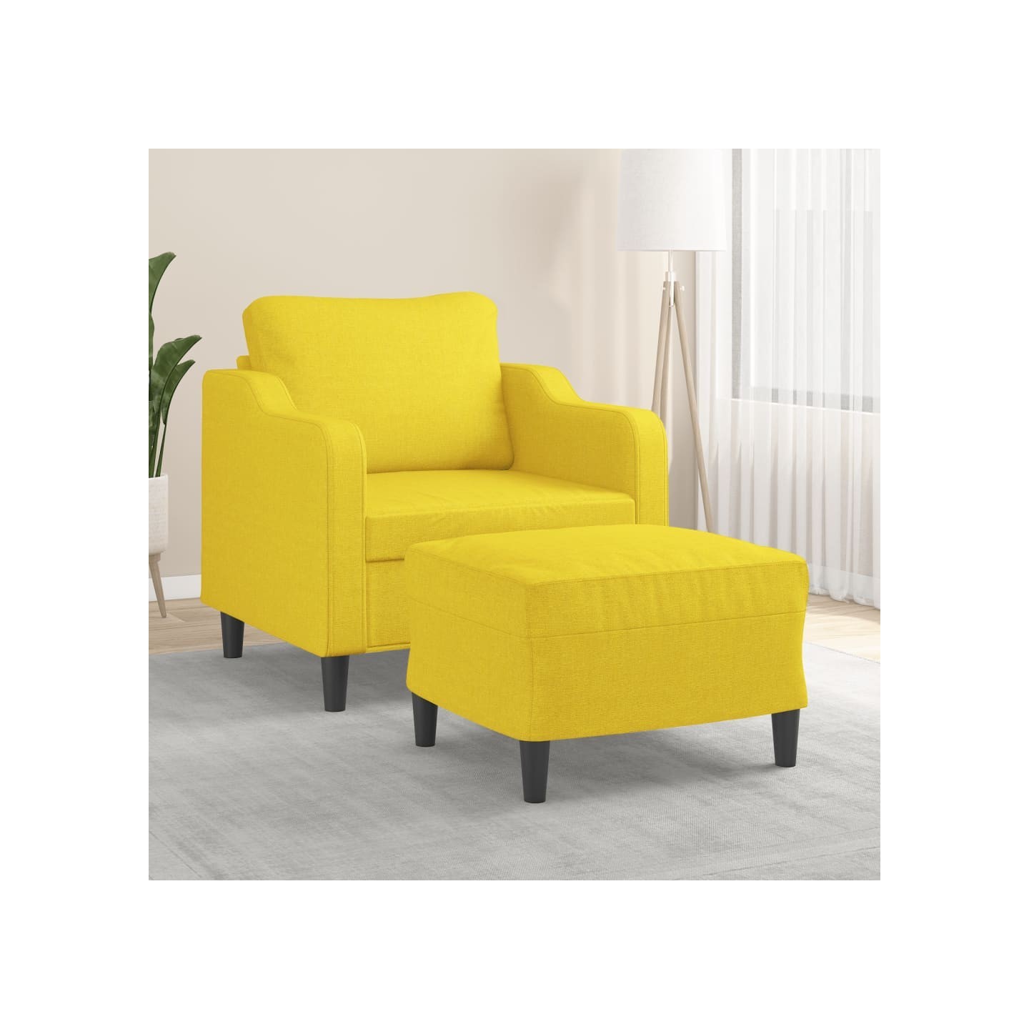 Fauteuil avec repose-pied Jaune clair 60 cm Tissu
