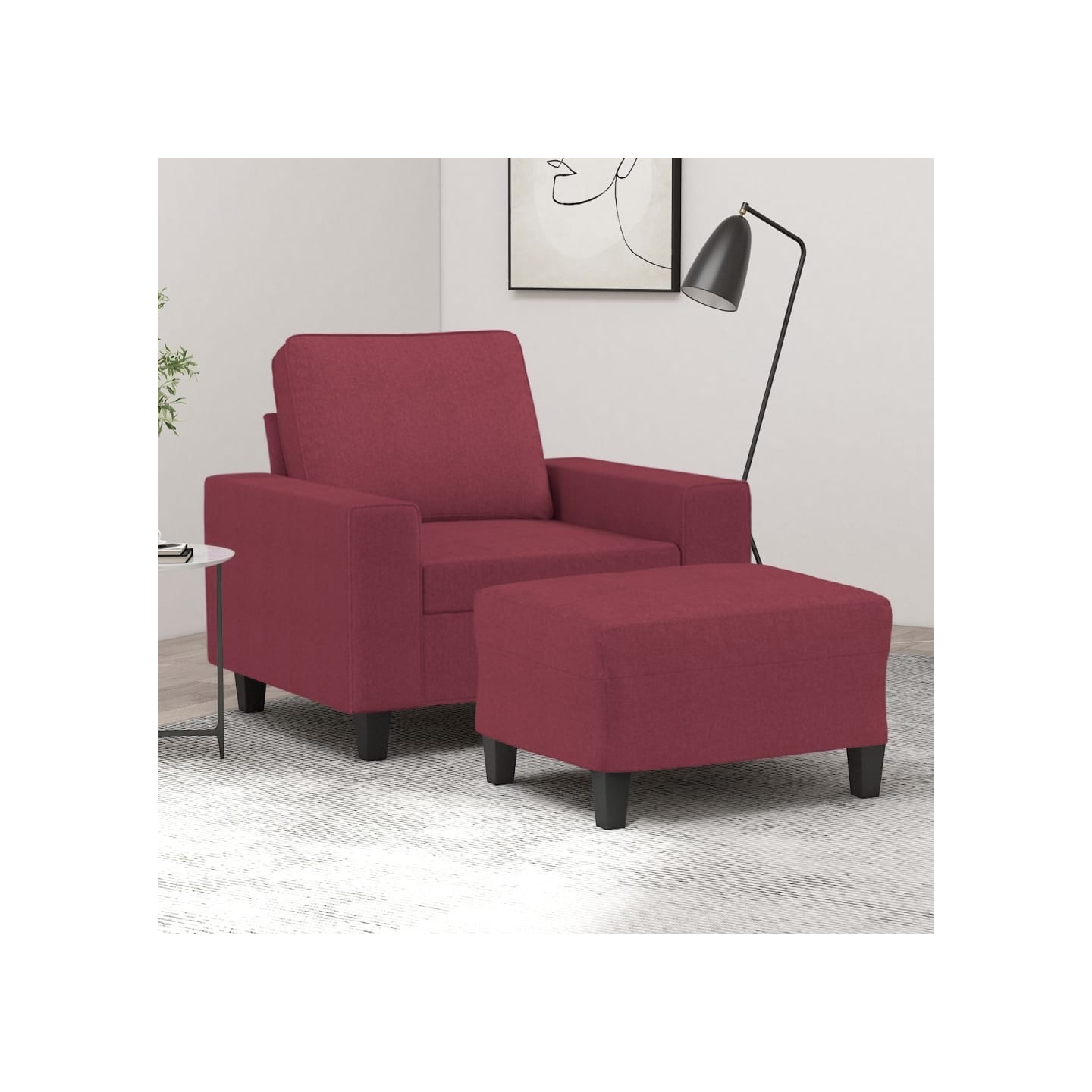Fauteuil avec repose-pied Rouge bordeaux 60 cm Tissu