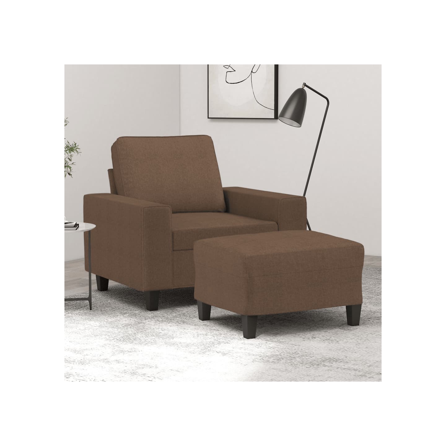 Fauteuil avec repose-pied Marron 60 cm Tissu