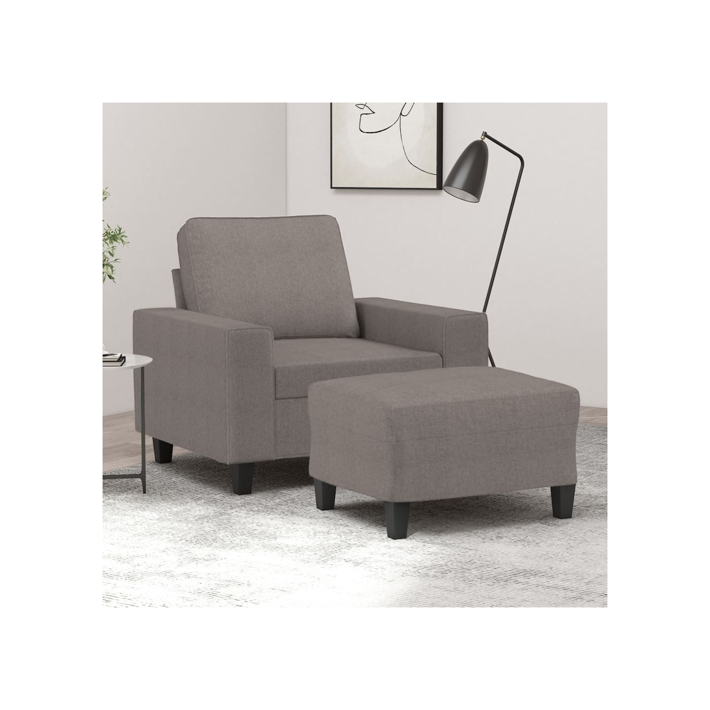 Fauteuil avec repose-pied Taupe 60 cm Tissu