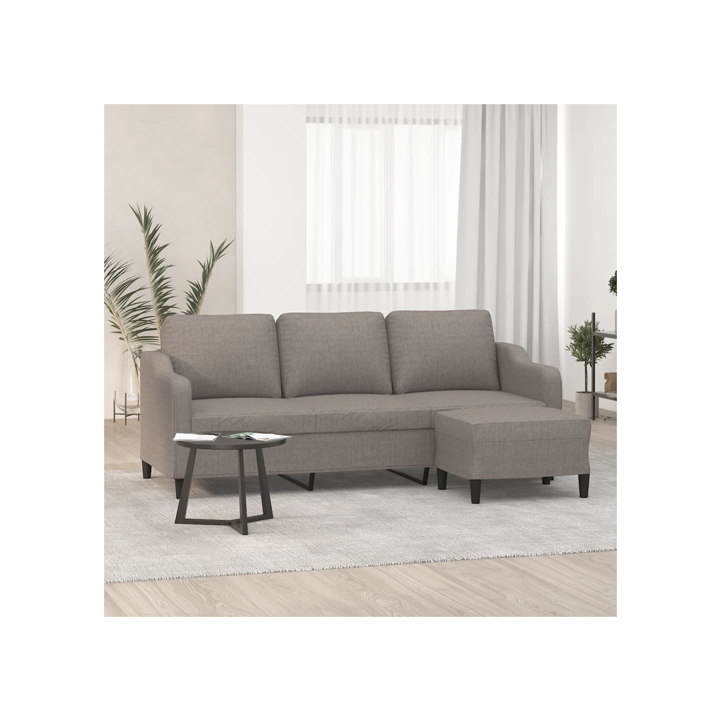 Canapé à 3 places avec repose-pieds Taupe 180 cm Tissu