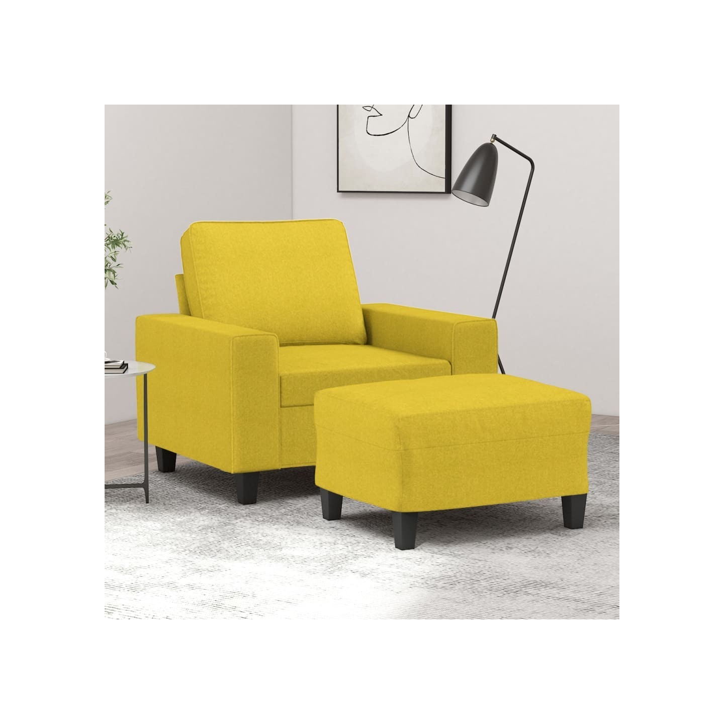Fauteuil avec repose-pied Jaune clair 60 cm Tissu