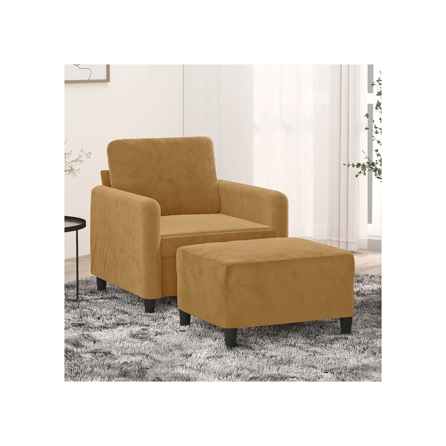 Fauteuil avec repose-pied Marron 60 cm Velours