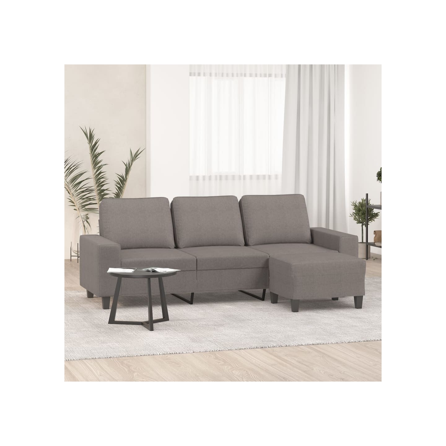 Canapé à 3 places avec repose-pieds Taupe 180 cm Tissu