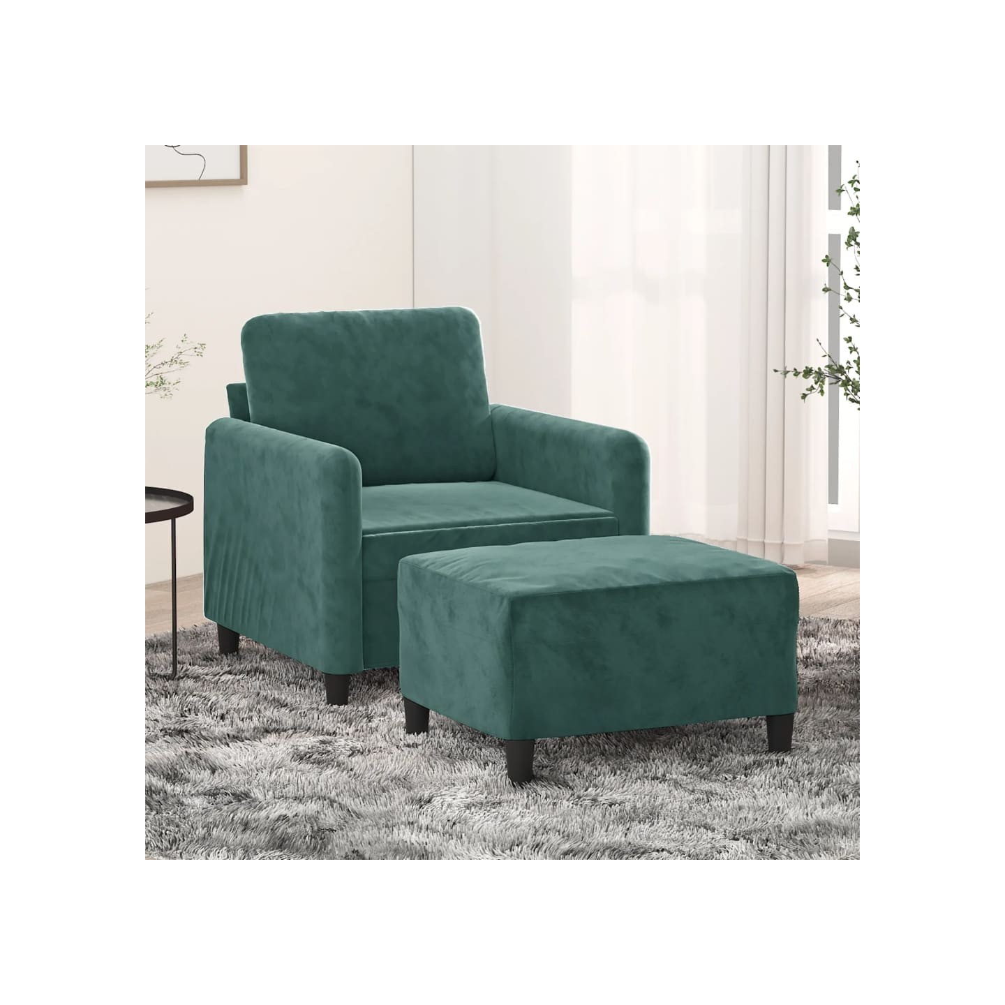 Fauteuil avec repose-pied Vert foncé 60 cm Velours