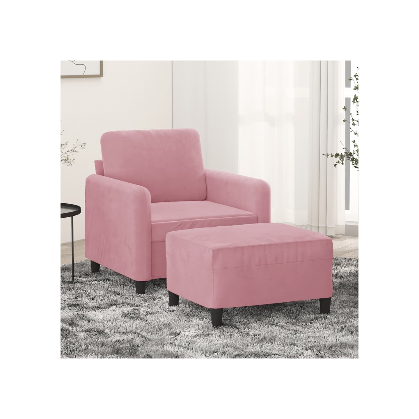 Fauteuil avec repose-pied Rose 60 cm Velours