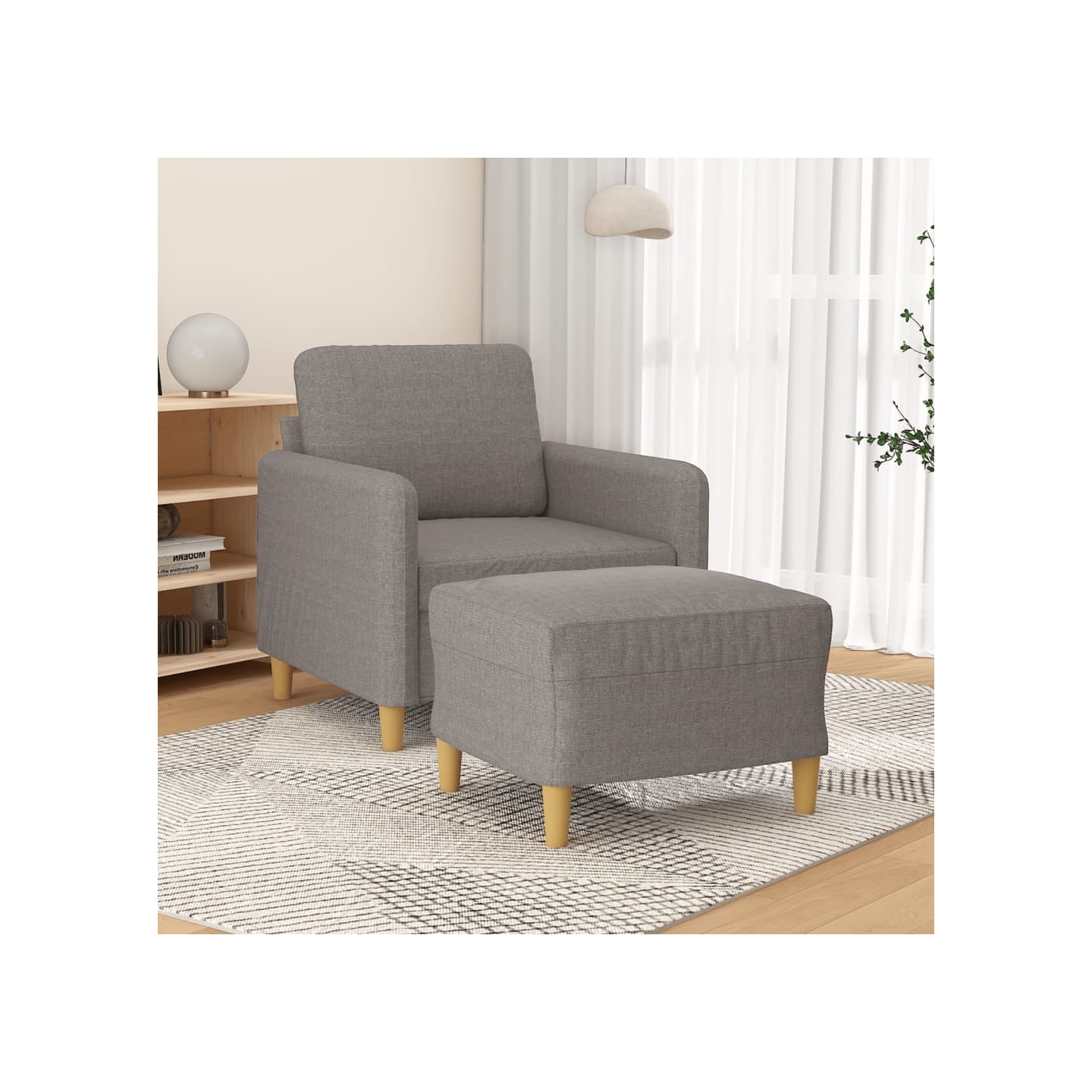 Fauteuil avec repose-pied Taupe 60 cm Tissu
