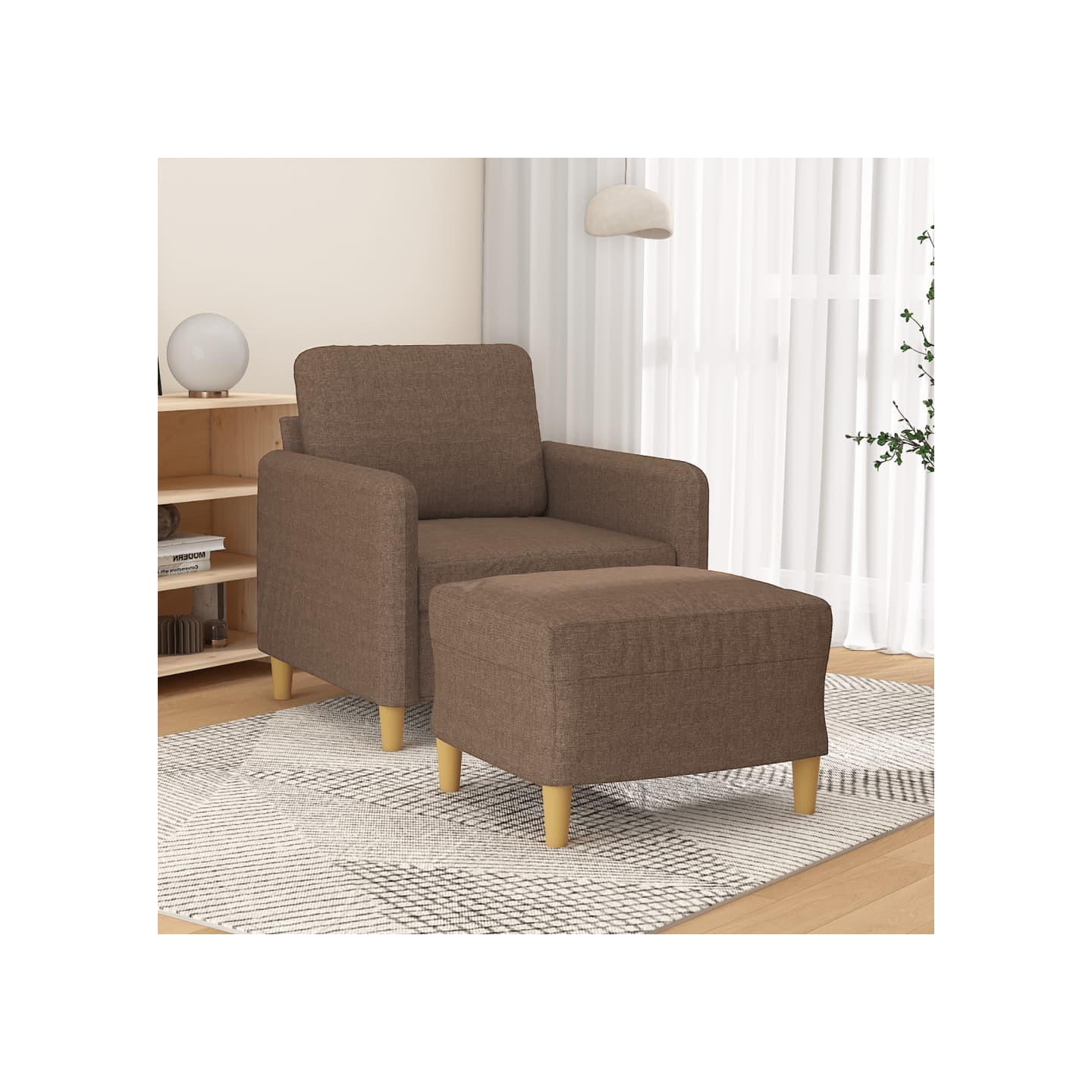 Fauteuil avec repose-pied Marron 60 cm Tissu