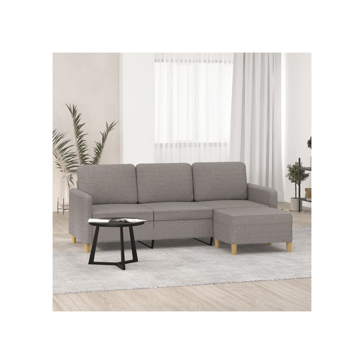 Canapé à 3 places avec repose-pieds Taupe 180 cm Tissu