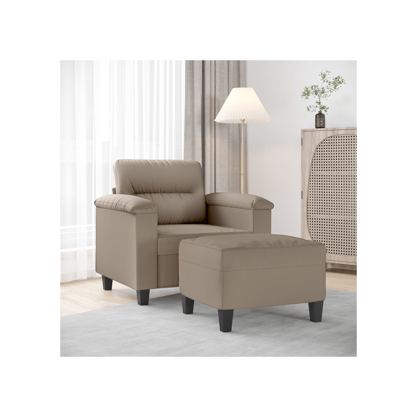 Fauteuil avec repose-pied Taupe 60 cm Tissu microfibre